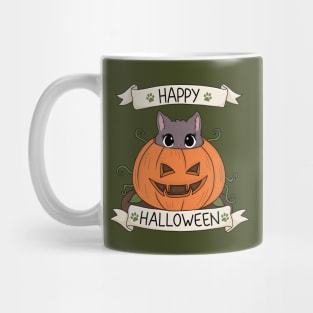 Cute Cat in Pumpkin - Halloween Mug